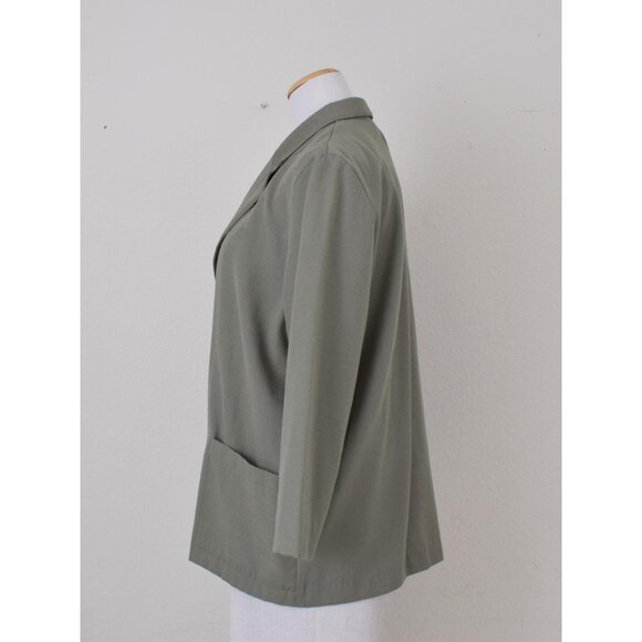 Vintage 80s Sage Green Lightweight Blazer by Briggs size 14P - Picture 2 of 10